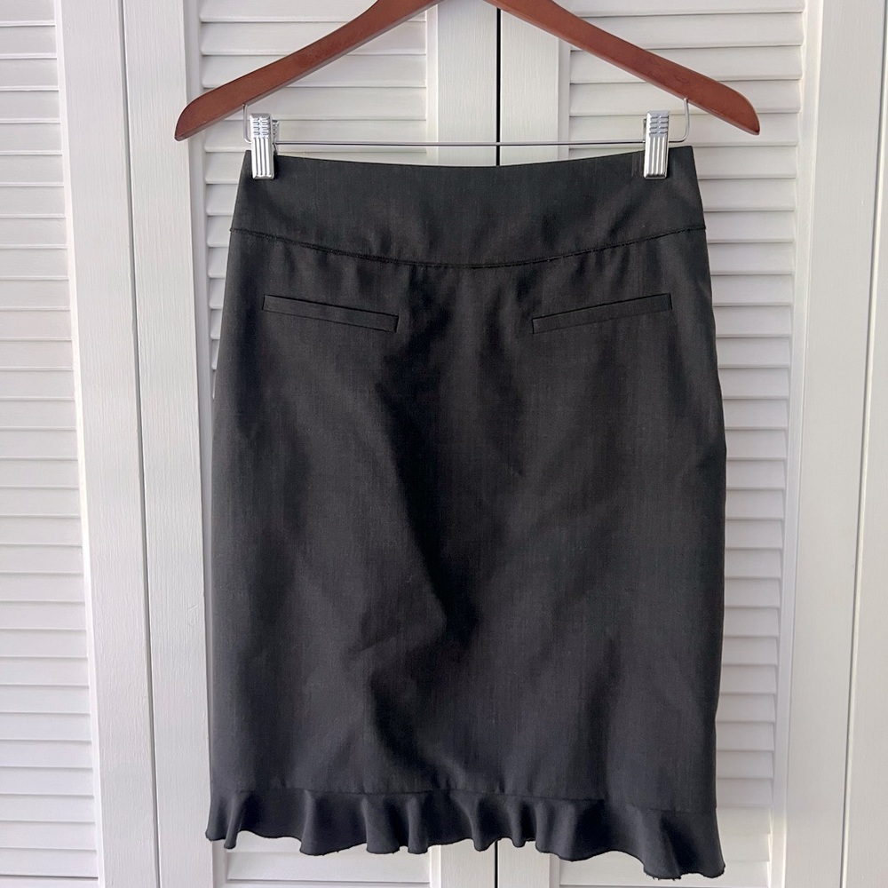 Rebecca Taylor wool skirt with ruffle hem, gray, size 4